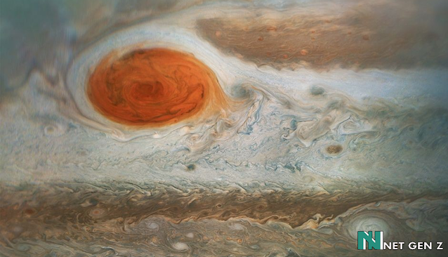 Large red spots on Jupiter