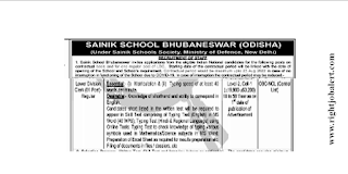 Lower Division Clerk Jobs in Sainik School, Bhubaneswar (Odisha)