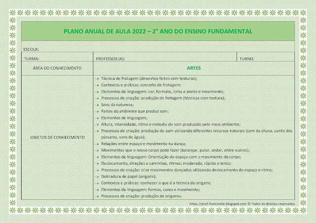 Planejamento Anual de Aula 2° ano Alinhado à BNCC