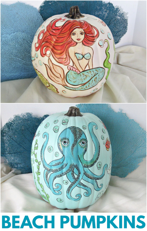 Beach Art Pumpkins Mermaid Pumpkin