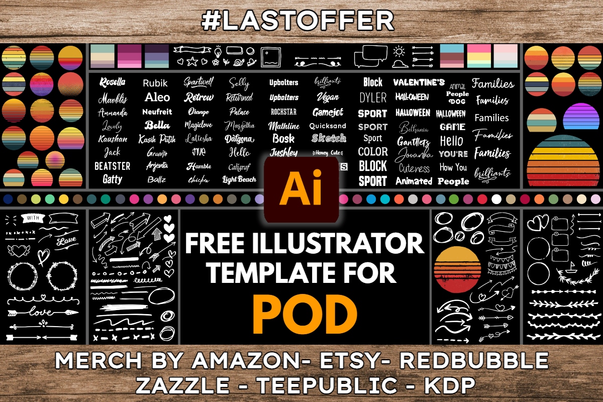 Download Free Illustrator Template For POD Amazon Kdp Redbubble Etsy