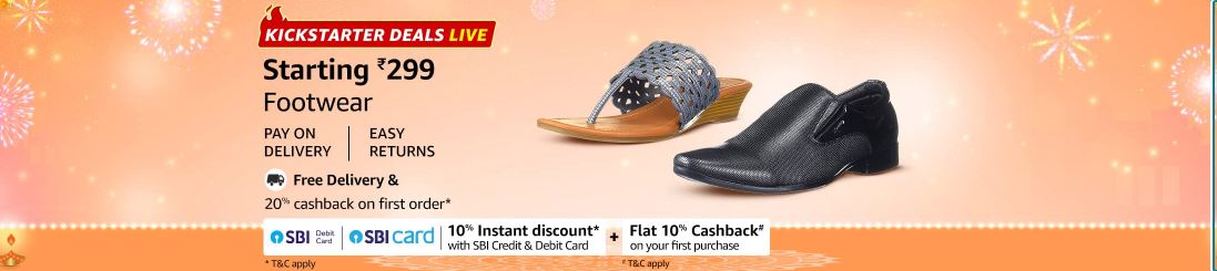 Great Offer for FOOTWEARS.... Starting Rs. 299/-.... Buy Now...