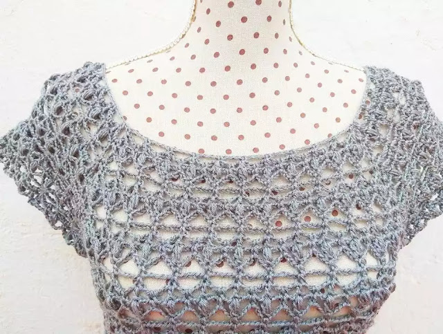 PASO A PASO GRATIS de Blusa Plateada para Fiesta a Crochet