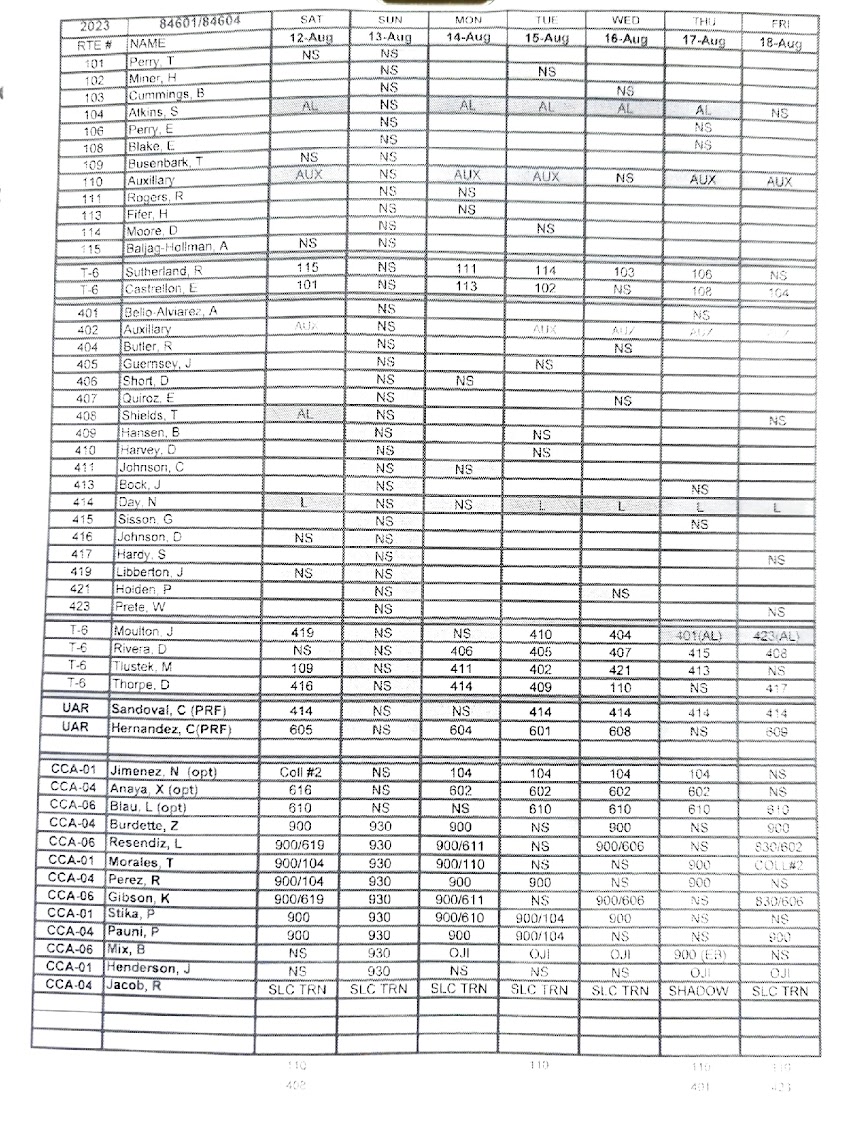 Weekly Schedule 