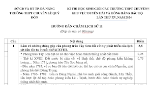 Đề thi và đáp án HSG sử 11 chuyên Đà Nẵng