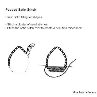 Padded satin stitch