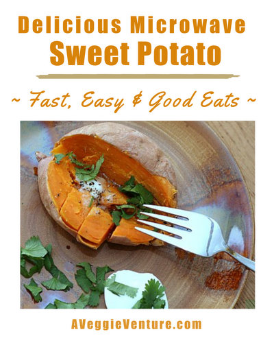 Delicious Microwave Sweet Potato ♥ AVeggieVenture.com. How to microwave a whole sweet potato.