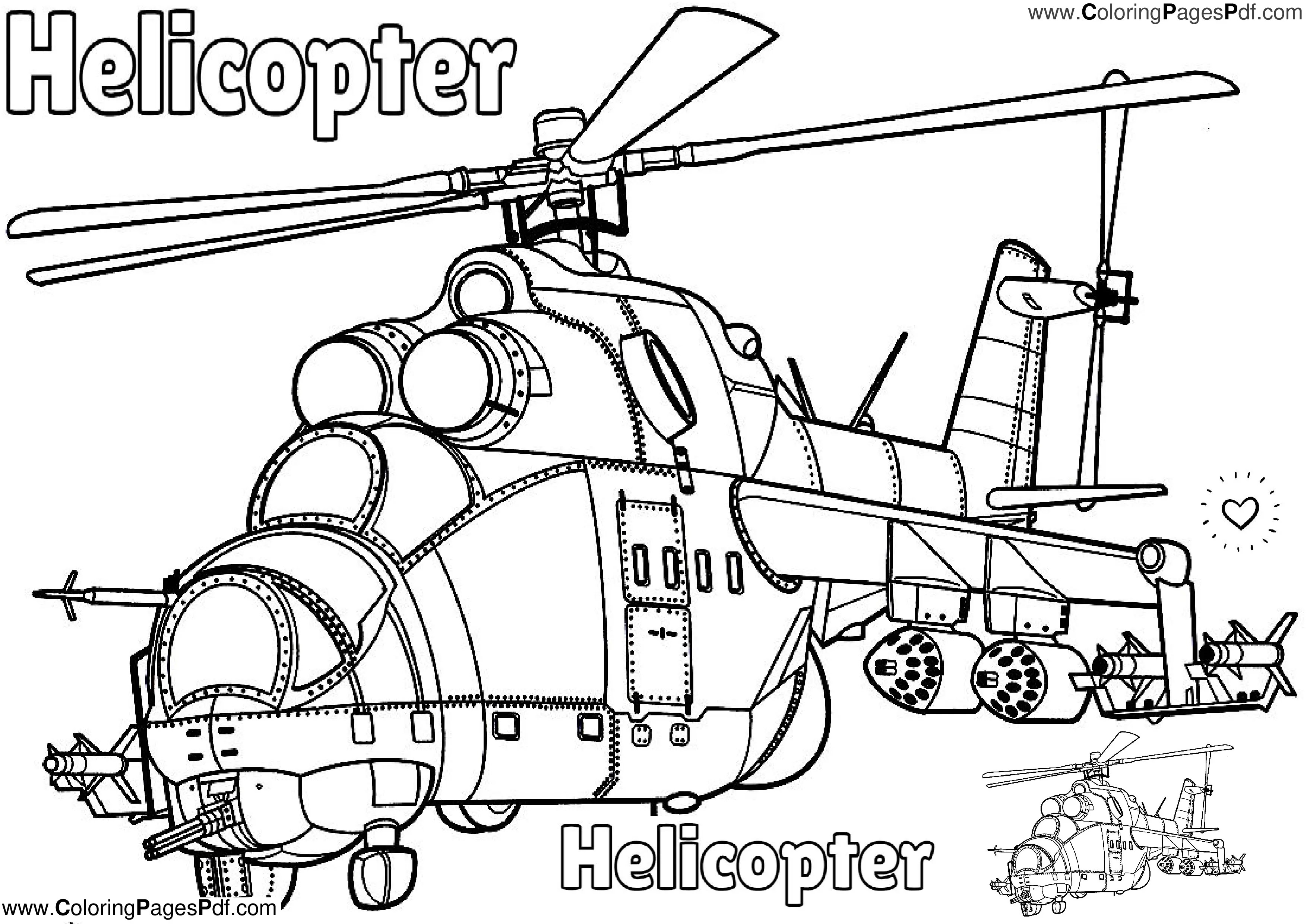 Airplane Helicopter Coloring Pages