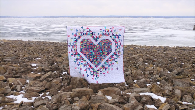 Exploding Heart quilt in Confection Batiks by Kate Spain for Moda Fabrics