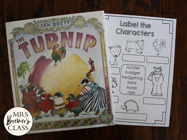 The Turnip Jan Brett book activities unit with Common Core companion literacy activities for Kindergarten and First Grade