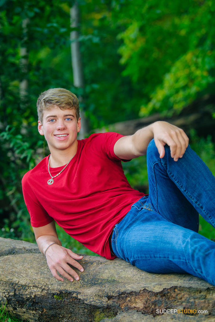 Saline High School Senior Pictures for Guys in Nature Arboretum by SudeepStudio.com Ann Arbor Senior Portrait Photographer