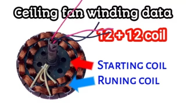  12+12 Coil Ceiling fan Winding Data in Copper Wire