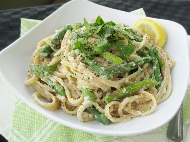 Vegan Fettuccine Alfredo with Asparagus Recipe