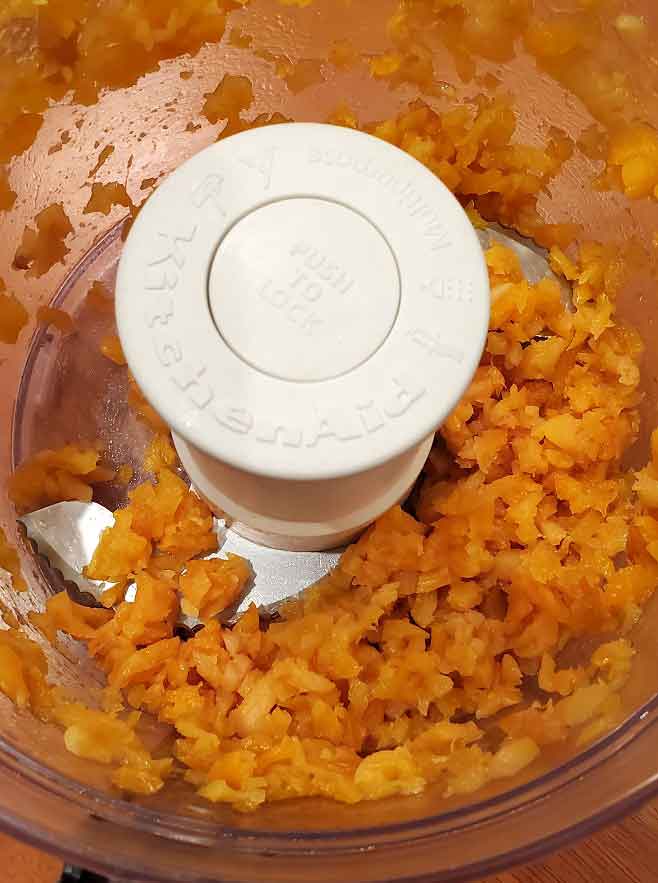 chopped apricots in a food processor