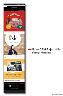 Tampilan Iklan CPM Rajatraffic Versi Mobile