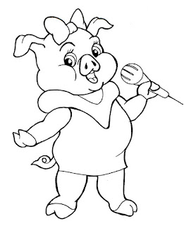 pig singer coloring page