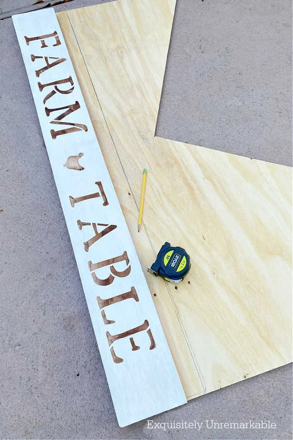 Farm To Table Wooden Sign on the patio as a template for new sign