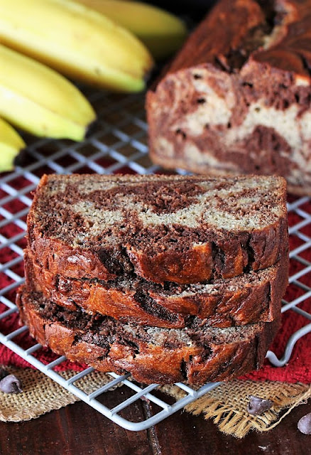 Stack of Slices of Chocolate Marble Banana Bread Image