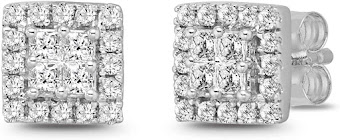 Unisex Princess Cut Diamond Stud Earrings