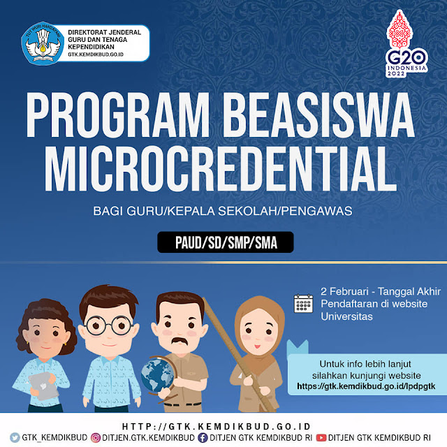 Info Penting program Beasiswa Microcredential di perguruan tinggi Bagi Guru/Kepala Sekolah/Pengawas