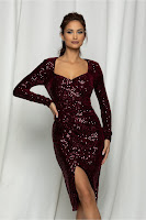 Rochie de revelion MBG bordo cu paiete