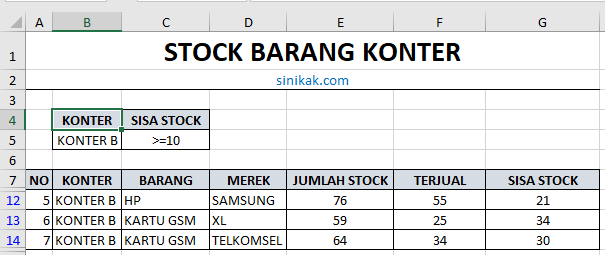 ADVANCED FILTER EXCEL DENGAN OPERATOR PERBANDINGAN