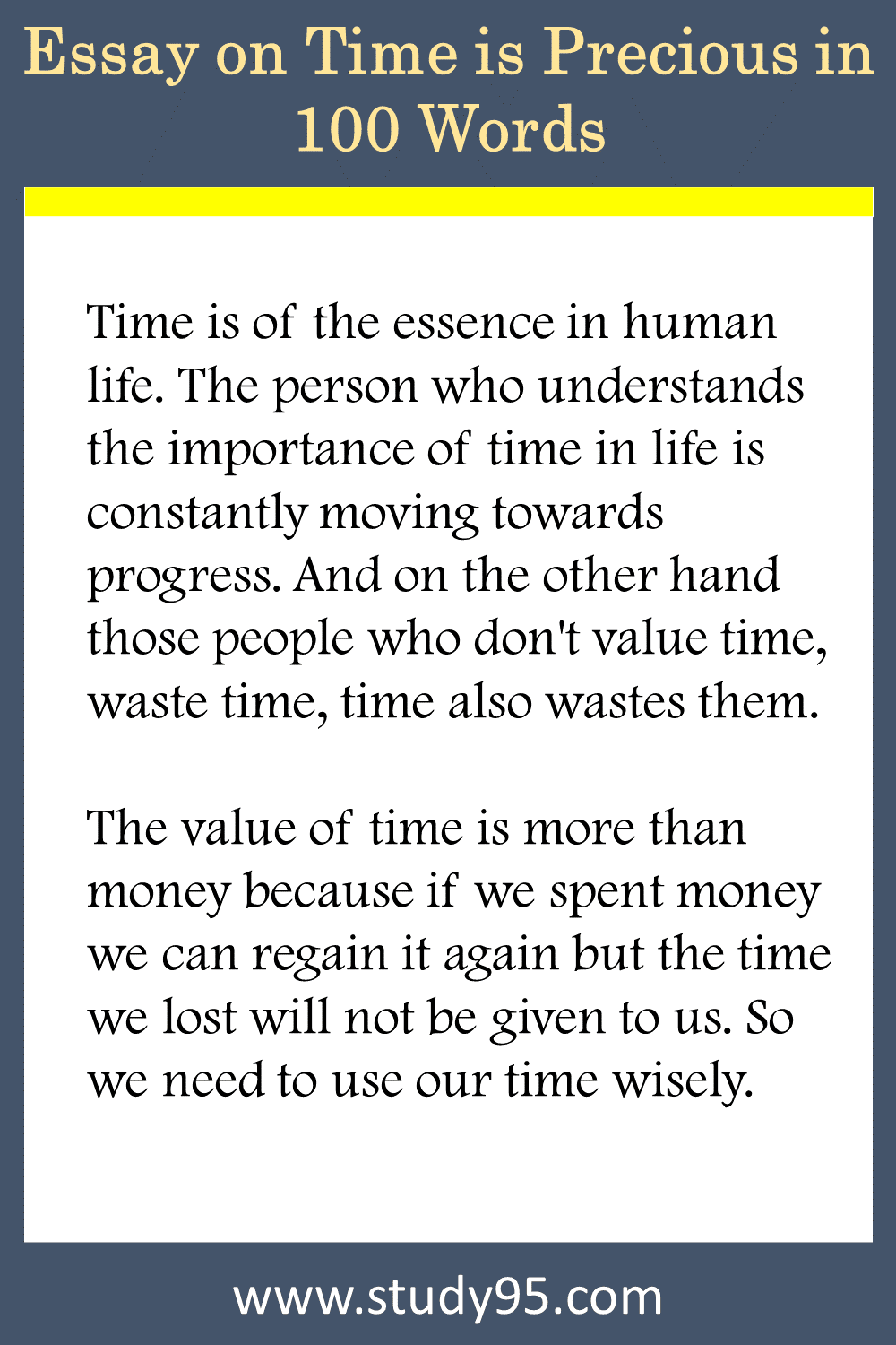 Essay on Time is Precious in 100 Words