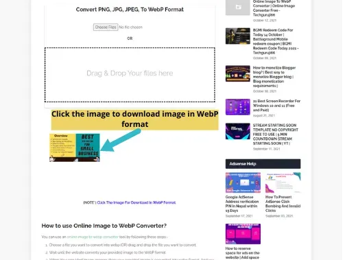 You can download your WebP format image by simply clicking on that image.