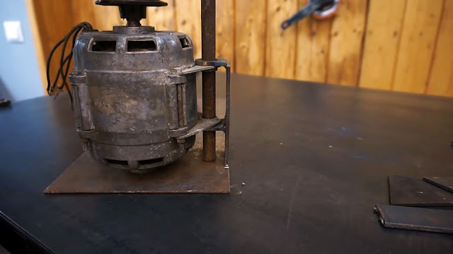 A brake disc grinder from a washing machine motor