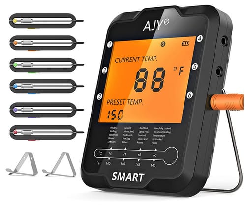 AJY 400FT 6 Probe Wireless Meat Thermometers for Cooking