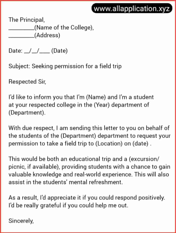 trip letter for parents