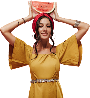 Indian Female Model with Watermelon Transparent Image