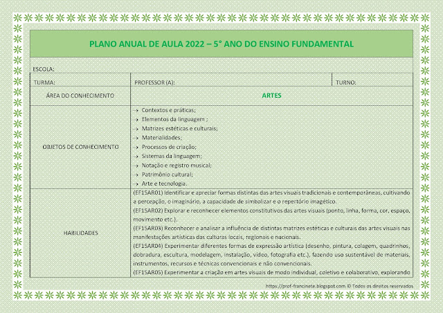 PLANEJAMENTO ANUAL 5º ANO ALINHADO À BNCC