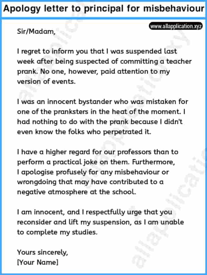 Apology Letter To Principal