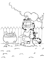 Garfield has a barbecue coloring page
