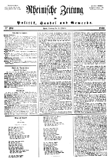 Rheinische Zeitung 12 Ekim 1842 tarihli nüsha