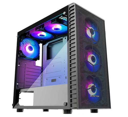 MUSETEX G06N6-BW-MU Mesh ATX Mid Tower Computer Case