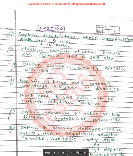 Unit-2 Medicinal chemistry II Handwritten 5th Semester B.Pharmacy ,BP501T Medicinal Chemistry II,BPharmacy,Handwritten Notes,BPharm 5th Semester,Medicinal Chemistry,Important Exam Notes,