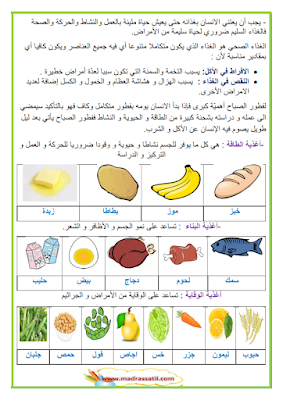 بحث حول التغذية عند الإنسان