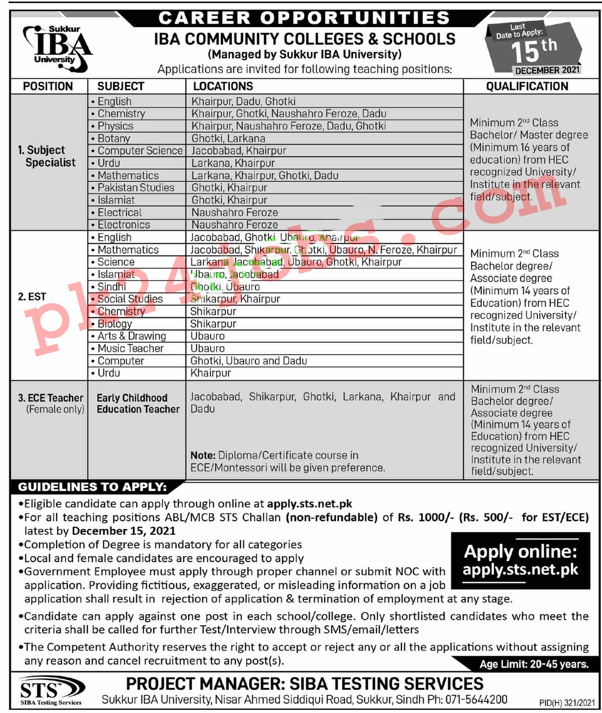 IBA Colleges Jobs 2022 – Today Jobs 2022