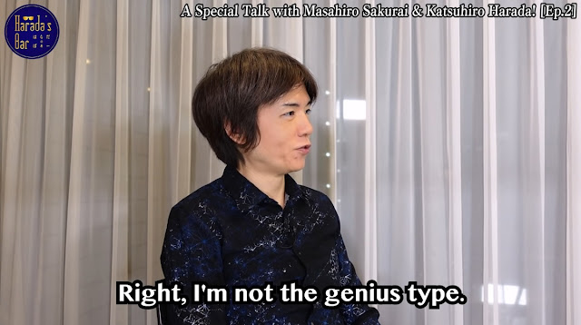 Masahiro Sakurai not the genius type Harada's Bar quote