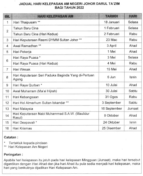 Cuti tahunan 2022