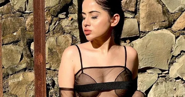 urfi javed see through black top