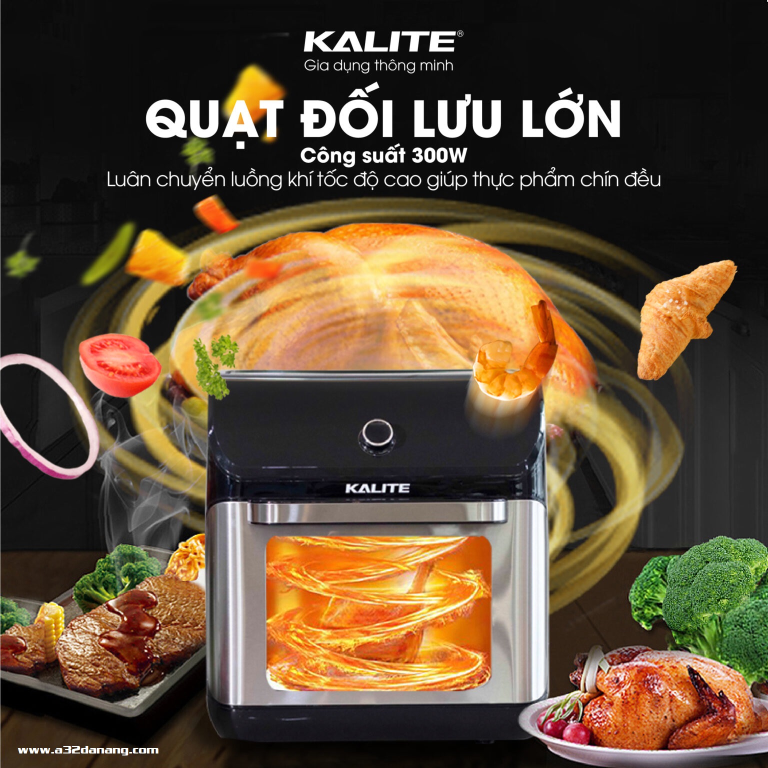 Nồi chiên không dầu Kalite KL-1200 Quạt đối lưu lớn