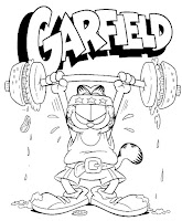 Garfield weight lifter coloring page