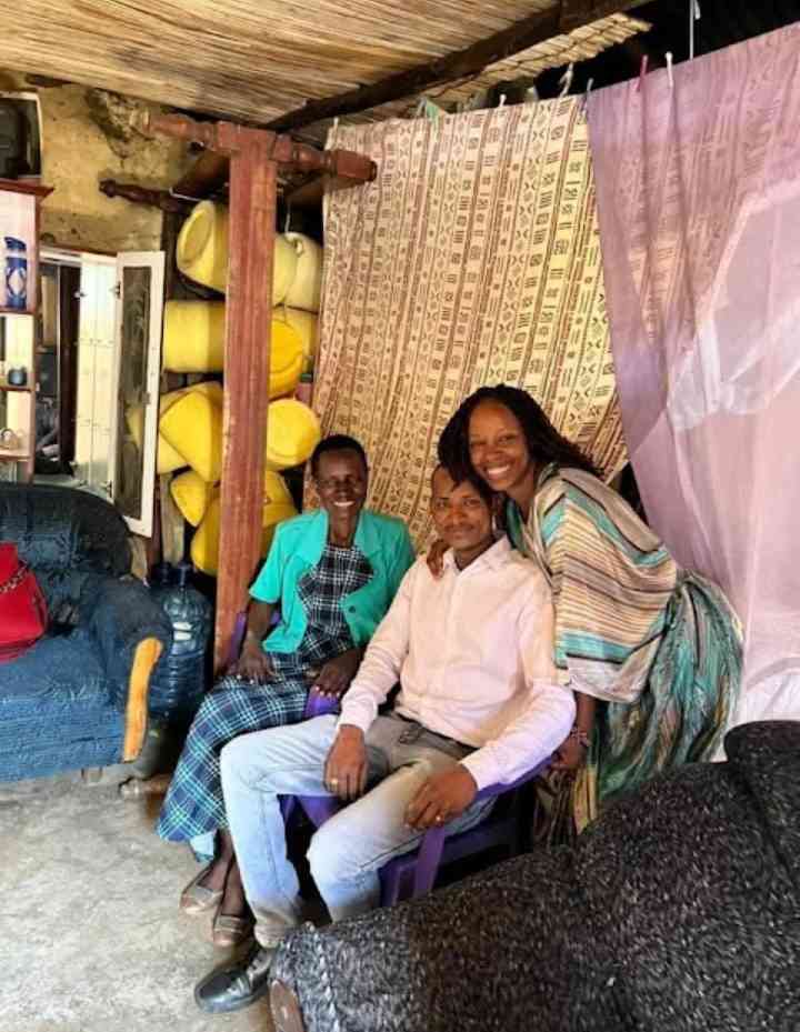 Babu Owino with his mother and sister, where visited at their house at Nyalenda in Kisumu County. Photo