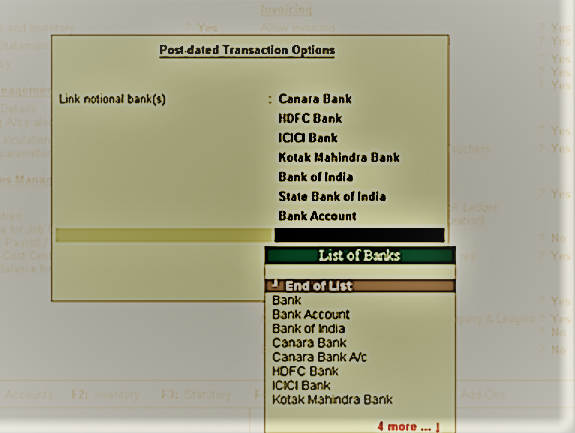 Enable Notional Bank in tally ERP 9