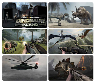 Screenshots of the Dino VR shooter Dinosaur hunter jurassic island apk for Android.