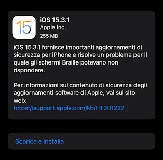 Apple rilascia iOS 15.3.1 per iPhone e iPad