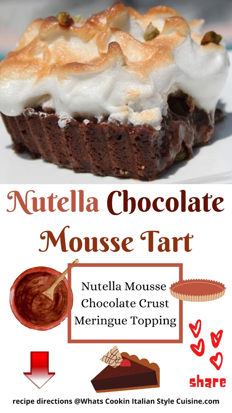 pin for later chocolate mousse recipe in a tart